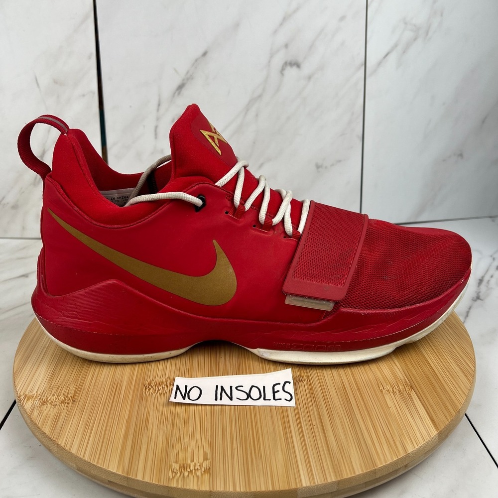 Nike PG 1 iD Mens Size 14 Red Gold White Basketball Sneakers Shoes AA1747-991